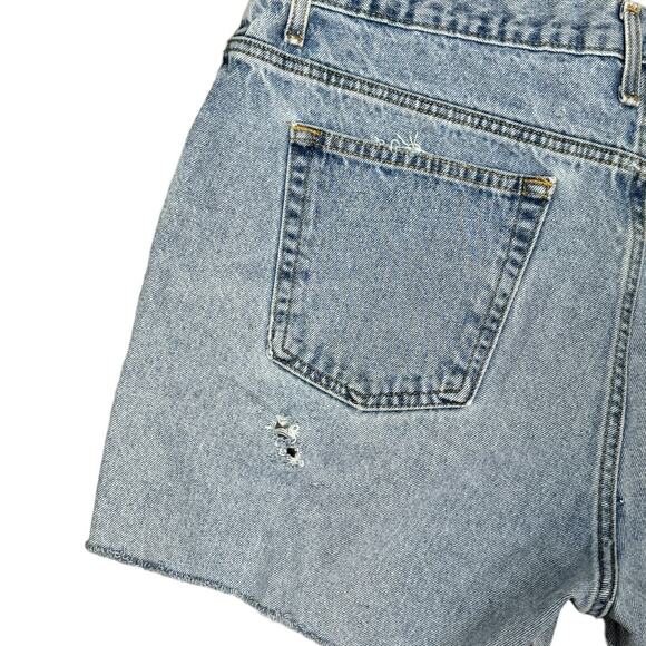 Custom Reworked Light Wash Denim Cutoffs Shorts 38 Blue Distressed High Rise - Picture 5 of 6